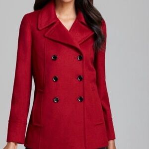 Jones New York Vibrant Red Pea Coat